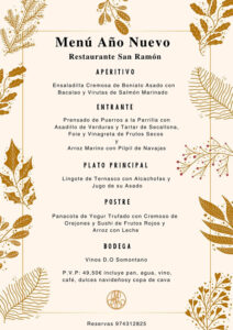 Menú año nuevo 2026 Restaurante San Ramón